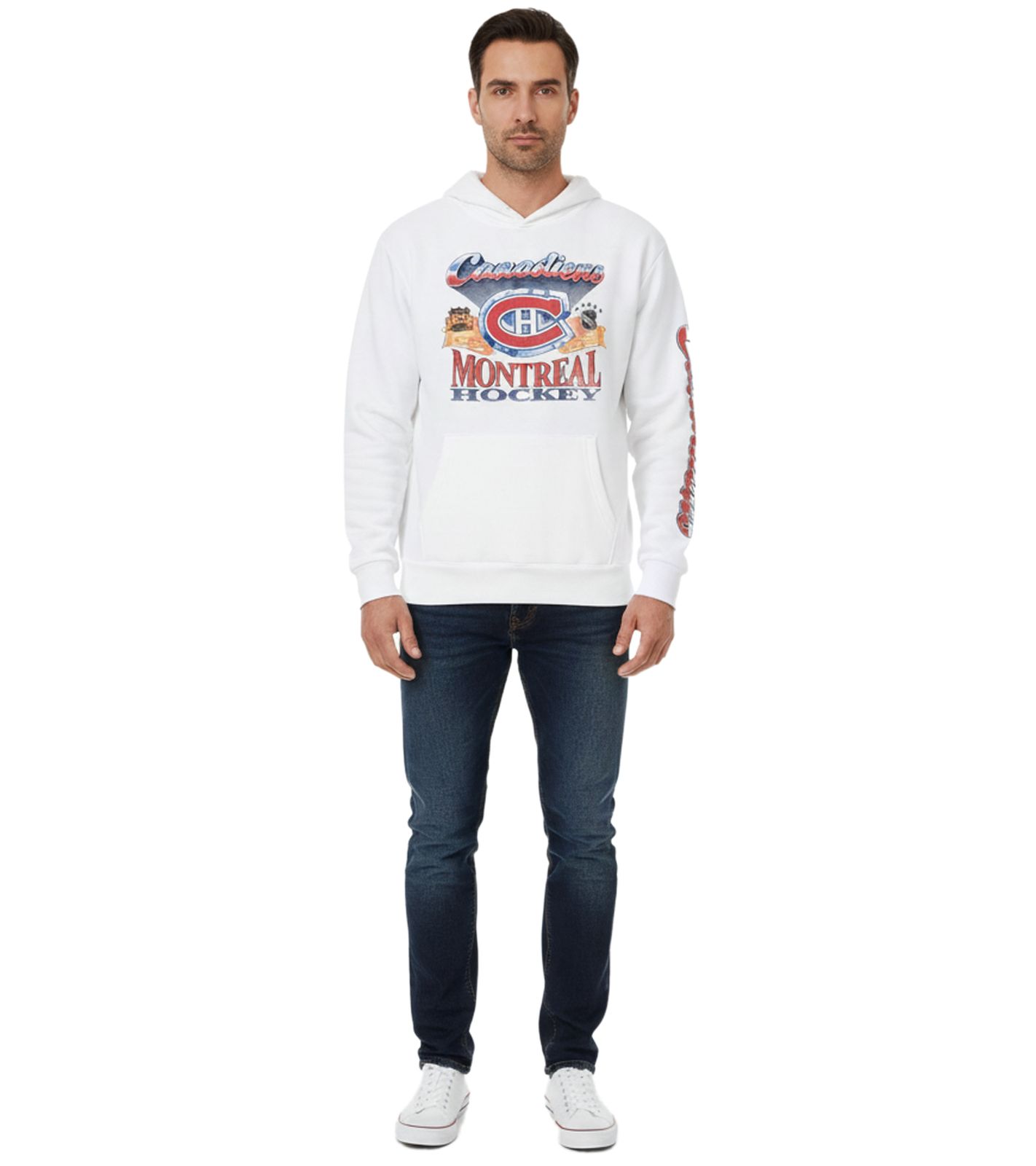 Hollister X NHL Montreal Canadiens Herren Hoodie mit Team-Logo-Print Baumwoll-Pullover 322-221-1606-100 Wei&szlig;