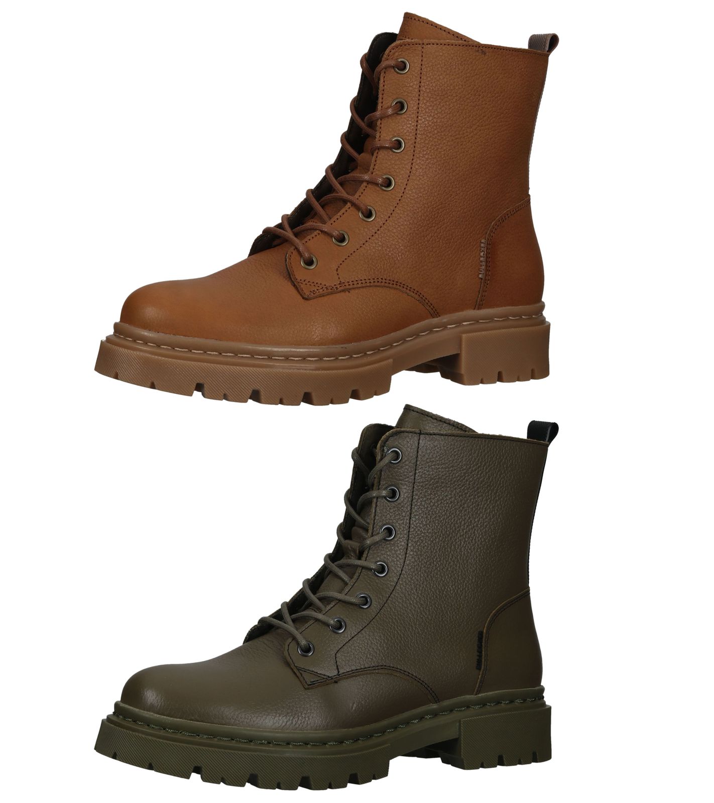 Hochwertige BULLBOXER Stiefelette Schn&uuml;rschuhe f&uuml;r Damen 610504E6LC in Khaki oder Braun