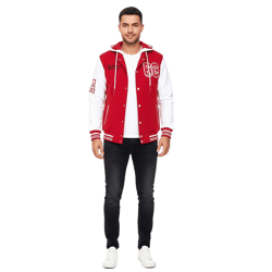 Lässige Sweat-Jacke für Herren im College-Style Kapuzen-Pullover Sweater 6876-1 Rot /Weiß