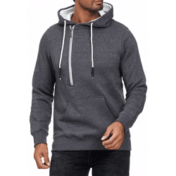 Trendy men's hooded sweater with side zipper Hoodie Sweater 7006 Anthracite Melange