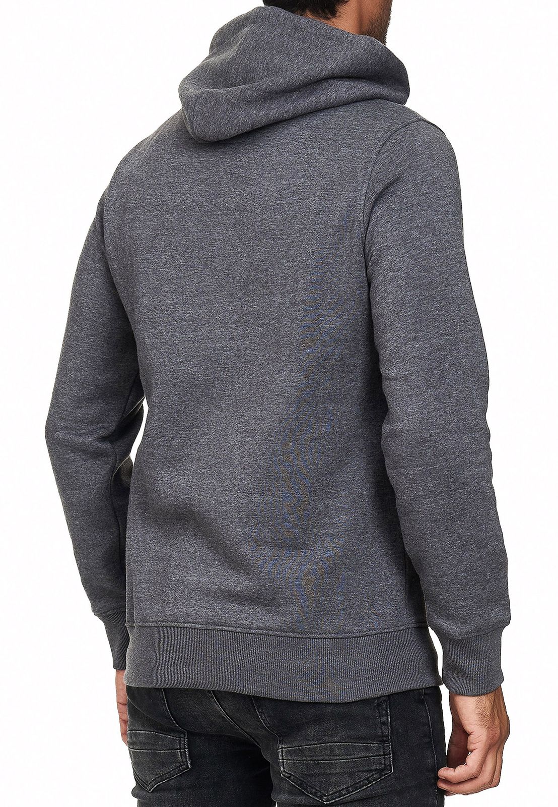 Trendy men's hooded sweater with side zipper Hoodie Sweater 7006 Anthracite Melange