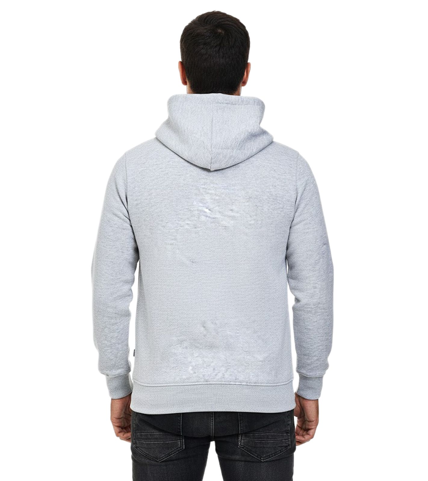 Trendy men's hooded sweater with side zipper Hoodie Sweater 7006 Gray Melange