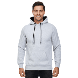 Trendy men's hooded sweater with side zipper Hoodie Sweater 7006 Gray Melange