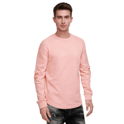 Urbanes Sweatshirt für Herren mit geripptem Ärmeldesign Pullover Sweater 19056 Rosa