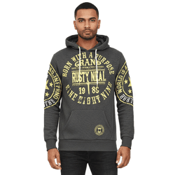 Vielseitiger Kapuzen-Pullover für Herren mit coolen Markenprints Hoodie Sweater 19078 Anthrazit