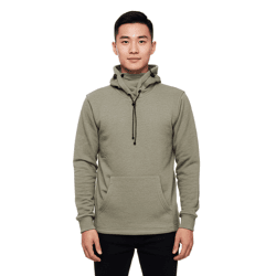 Modischer Kapuzen-Sweater für Herren mit intregrierter Mund-Nasen-Bedeckung Hoodie Pullover 19139 Khaki Melange