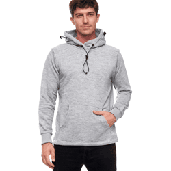 Modischer Kapuzen-Sweater für Herren mit intregrierter Mund-Nasen-Bedeckung Hoodie Pullover 19139 Grau Melange