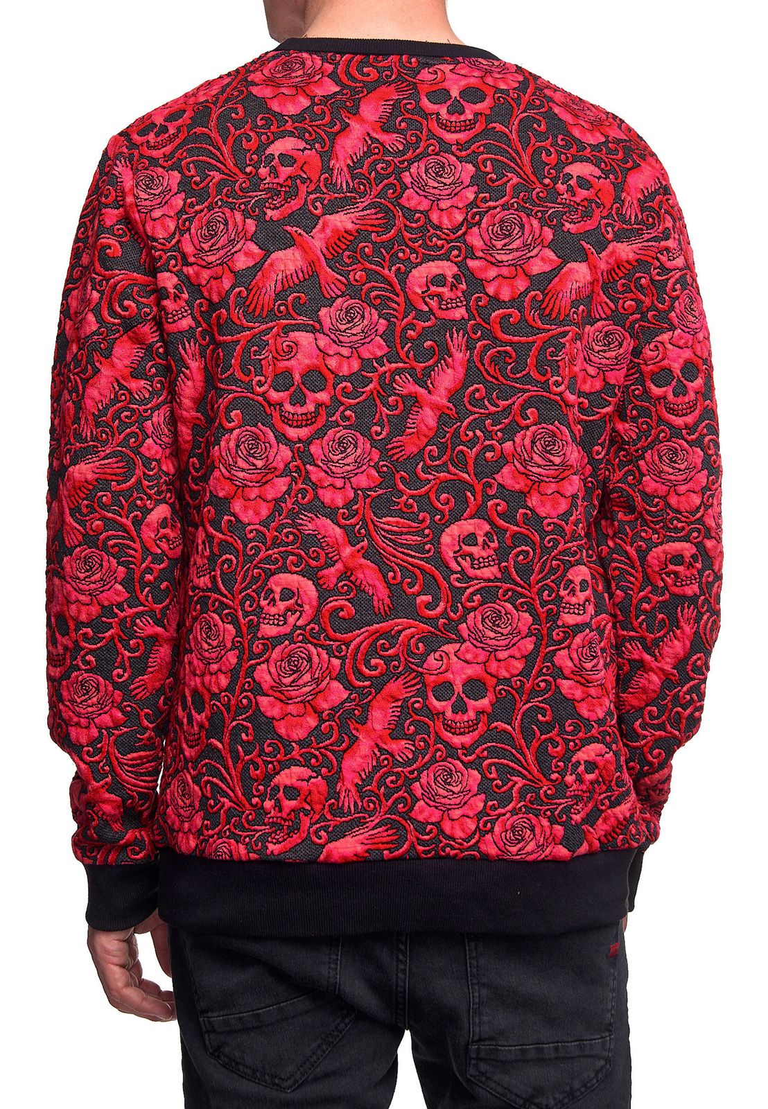 Bequemes Sweatshirt f&uuml;r Herren mit extravagantem Muster Rundhals-Pullover Sweater 19146 Rot