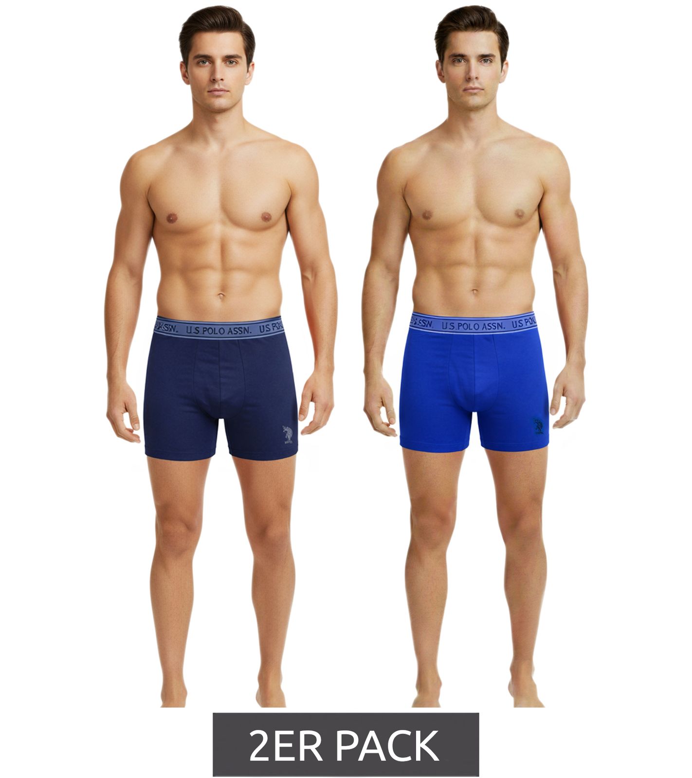 2er Pack U.S. POLO ASSN. Premium Herren Boxershorts Unterhose nachhaltige Unterw&auml;sche 180 g/m&sup2; 134 68262 53696 500 Royal-Blau/Navy