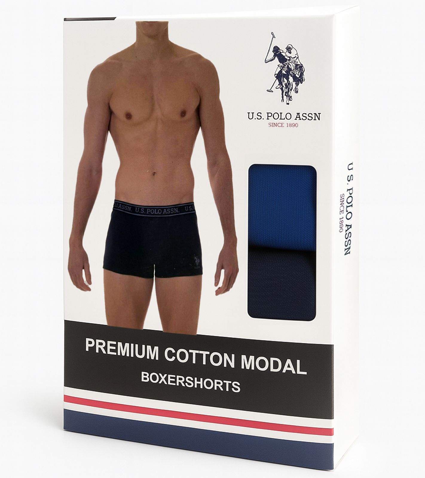 2er Pack U.S. POLO ASSN. Premium Herren Boxershorts Unterhose nachhaltige Unterw&auml;sche 180 g/m&sup2; 134 68262 53696 500 Royal-Blau/Navy