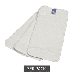 3-Pack Bambino Mio Baby Absorbent Inserts for Infants and Toddlers with Stay-Dry Top Layer—Reusable Cloth Diaper Inserts, White 