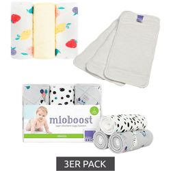 3er Pack Bambino Mio Baby Klein-Kinder Saugeinlage mit Stay-dry Oberschicht wiederverwendbare Stoffwindel-Einlage Weiß Einfarbig, Früchte