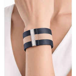 Exklusives Calvin Klein Damen Echtleder-Armband mit breitem Kontraststreifen Arm-Schmuck Größe XS 15cm KJ9KAB0902 Anthrazit/Beige