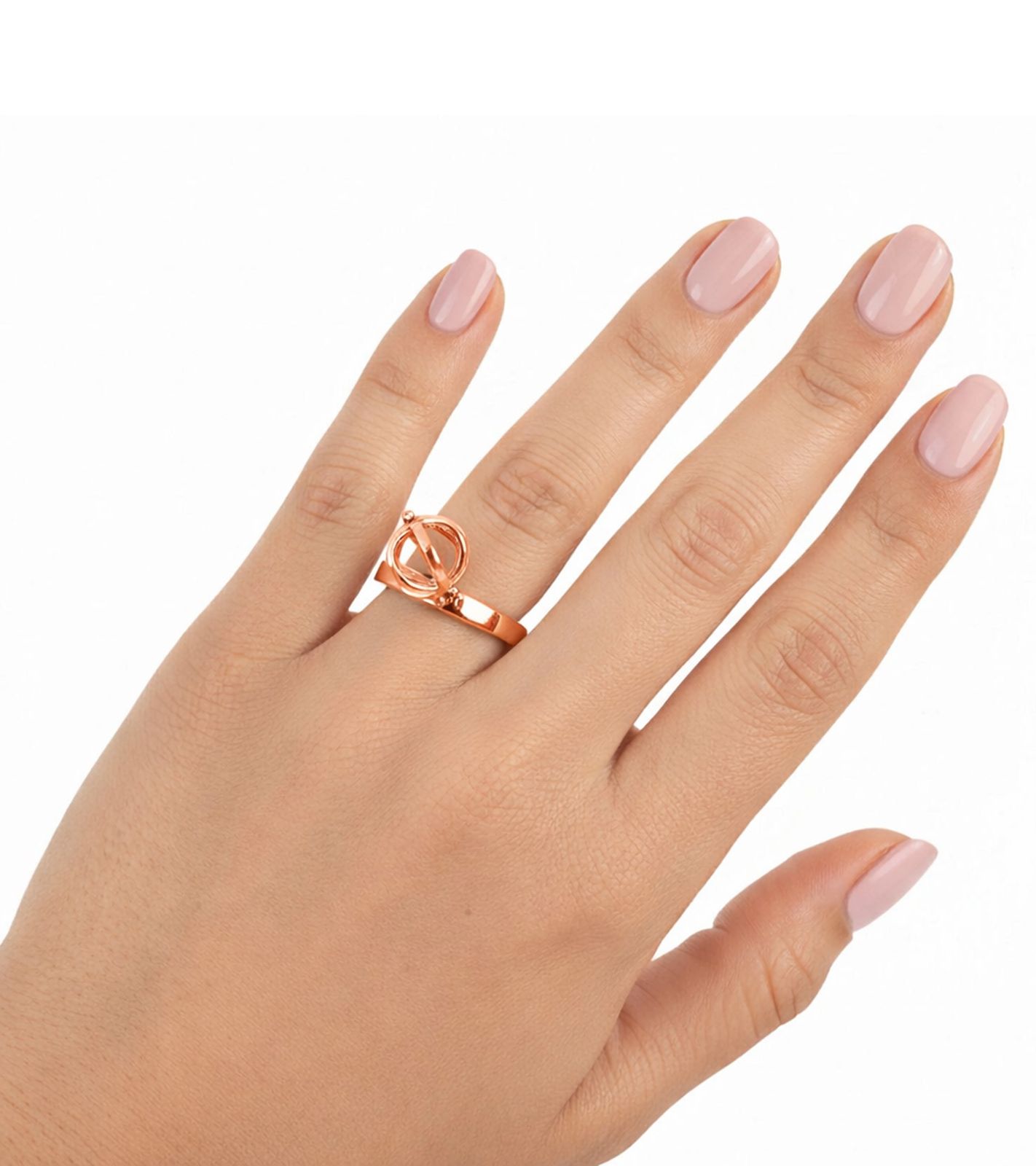 Eleganter Calvin Klein Damen Ring mit Kugel-Anh&auml;nger Edelstahl-Ring Finger-Ring KJ4XPR1002 Rose-Gold