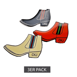 3er Pack Calvin Klein Unisex Anstecknadeln im Boots-Design Edelstahl-Pins-Up Emaille-Broschen KJJNDH300100 Schwarz/Orange/Beige
