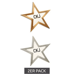 2er Pack Calvin Klein Anstecknadeln im Sternen-Design Edelstahl-Pins-Up Emaille-Broschen KJJNDH200200 Silber/Gold/Weiß