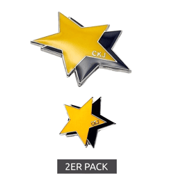 2er Pack Calvin Klein Anstecknadeln im Doppel-Sternen-Design Edelstahl-Pins-Up Emaille-Broschen KJJNDH200100 Gelb/Navy/Silber