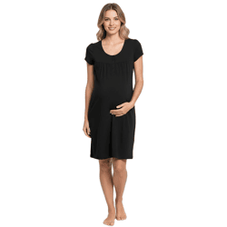 Practical Women's Nursing Nightgown, Maternity Shirt, Maternity Nightwear, Cotton, 943160, Black