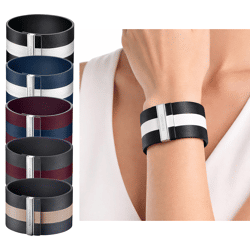 Trendiges Calvin Klein Damen Echtleder-Armband mit breitem Kontraststreifen Arm-Schmuck Größe XS 15cm KJ9K in Schwarz, Navy, Rot oder Ant