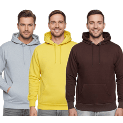 Bequemer Kapuzen-Pullover für Herren in Regular Fit-Passform Hoodie Sweater 19161 Grau, Gelb oder Braun