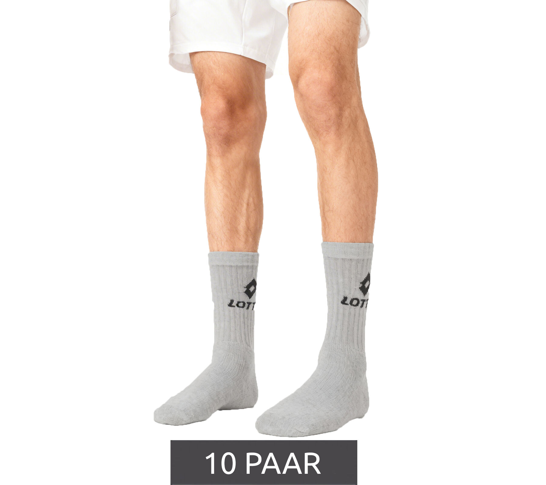10 Paar LOTTO Sport-Socken Damen und Herren Trainings-Socken Tennis-Str&uuml;mpfe Baumwoll-Socken 8986012 Grau