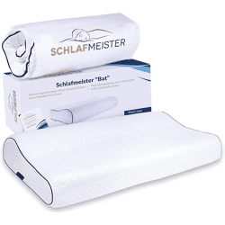Thermoregulating SCHLAFMEISTER Bat Pillow, Neck Support Pillow, OEKO-TEX Certified, Hypoallergenic Pillow, 60x30x8 cm, White