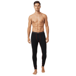 CINQUE Men's Warm Thermal Pants—Long Underpants with Cotton Leggings, Black/Red