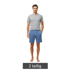 leichter SCOTCH & SODA Herren Pyjama 2-teiliges Shorty-Set mit Baumwolle kurzer Schlafanzug SSSP25M389721-410 Grau/Navy