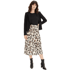 weicher Damen Wickelrock mit modischem Leoparden-Print Große Größen 907940 Beige/Braun
