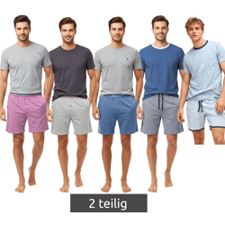 leichter SCOTCH & SODA Herren Pyjama 2-teiliges Shorty-Set mit Baumwolle kurzer Schlafanzug Grau, Blau oder Hell-Bordeaux