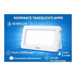 Beurer TL 20 Daylight Lamp, 10,000 lux light intensity, compact for travel, light therapy, 16.5 x 8.5 cm, white