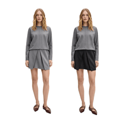 ausgestellter Damen Mini-Rock Punto di Roma Business-Rock Grau oder Schwarz