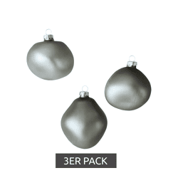 3er Pack Weihnachtskugeln in organischen Formen Glas-Kugeln Wohn-Dekoration 974216 Anthrazit