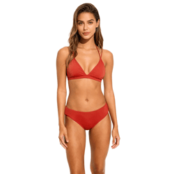 schlichte Damen Bikini Hose Bikini-Slip mit normalem Beinausschnitt Bademode 976280 Rostbraun