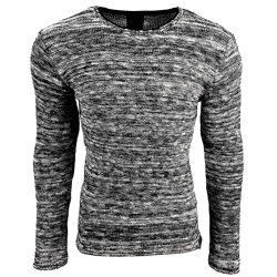 Moderner Herren Strick-Pullover im Strukturstrick Slim Fit Rundhals-Sweater 13268 Marine