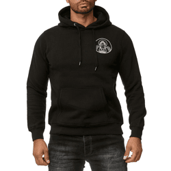 Stylischer Herren Kapuzen-Sweater mit Engel Print und großem Rückendruck Hoodie Pullover 19102 Schwarz