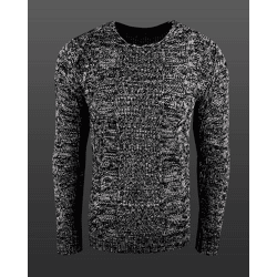 Moderner Herren Rundhals-Pullover im kontrastfarbigem Design Sweater 6171 Schwarz