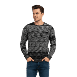 Vielseitiger Herren Rundhals-Pullover mit Punktmuster Strick-Sweater 6245 Schwarz