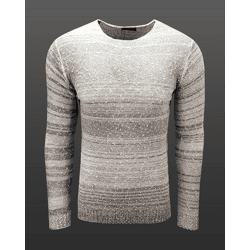 Vielseitiger Herren Rundhals-Pullover mit Punktmuster Strick-Sweater 6245 Weiß