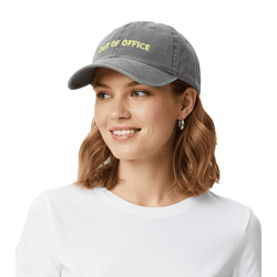 aussagekräftige ZWILLINGSHERZ Classic Base-Cap mit OUT OF OFFICE Schriftzug Baumwoll-Cap justierbare Cappy Schirm-Mütze 4603M K5404-2 Grau