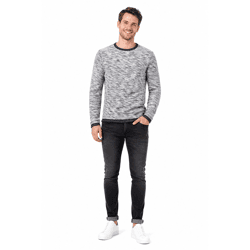 klassisches SOLID SDFlocks Herren Sweatshirt mit Rundhals Pullover 21102722ME-1991 Blau