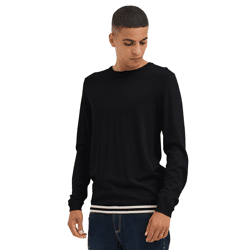 klassischer BLEND Herren Feinstrickpullover mit Rundhals Strickpullover 20717260-194007 Schwarz