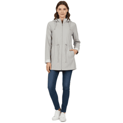 zeitlose Wedolina Linda Damen Übergangs-Jacke Kurz-Mantel mit abnehmbarer Kapuze sportliche Frühlings-Jacke 6556620 Grau