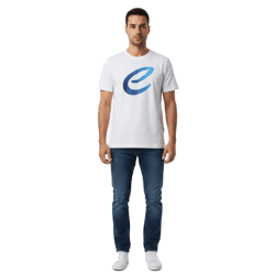 farbenfrohes Formula E Herren T-Shirt Baumwoll-Shirt mit buntem Formula E Logo Sommer-Shirt 701223579 001 Weiß/Blau