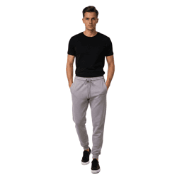 stilsichere ON THAT ASS Aaron Herren Jogging-Hose Baumwoll-Sweat-Hose mit Logo-Schriftzug und Taschen Jogger Hellgrau