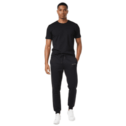 stilsichere ON THAT ASS Aaron Herren Jogging-Hose Baumwoll-Sweat-Hose mit Logo-Schriftzug und Taschen Jogger Schwarz