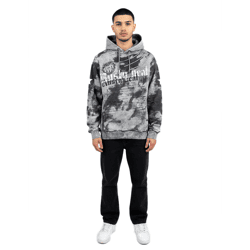 Lässiger Herren-Hoodie im angesagten Batik-Look mit auffälligem Print und lässigem Schnitt 19112 Anthrazit