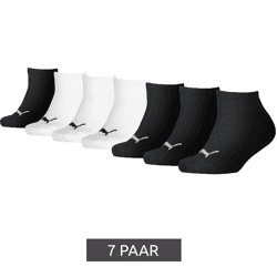 7 Paar PUMA Kids Sneaker Baumwoll-Socken Mädchen und Jungen Baumwoll-Strümpfe mit flacher Naht 701222093 001 Schwarz/Weiß