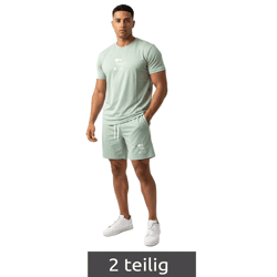 2-teiliges ON THAT ASS Zane Herren Sport-Set Trainings-Set Gym Outfit mit T-Shirt & Shorts Grün