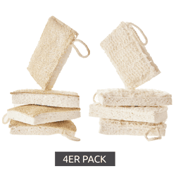 4er Pack Saugstarker Swuper Spülschwamm nachhaltiger Schwamm Putzmittel aus Luffa oder Baumwolle Beige/Weiß